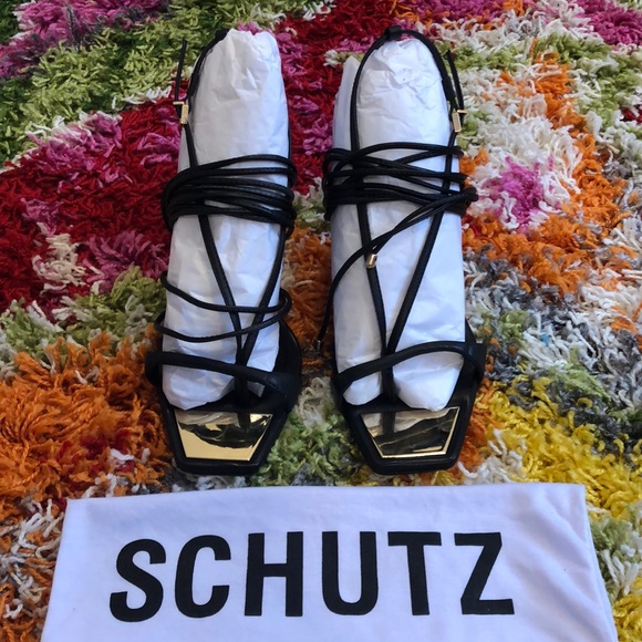 Schutz Vikki Leather Sandals, black size 9 - Picture 5 of 8